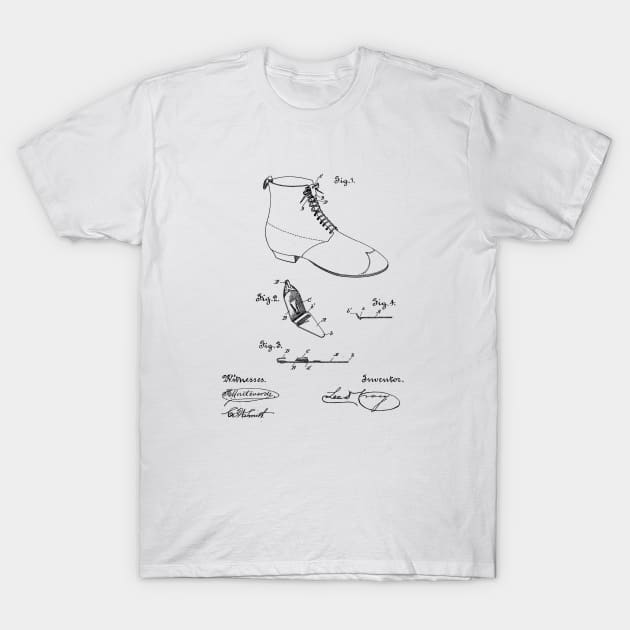 Shoe Design Vintage Patent Hand Drawing T-Shirt by TheYoungDesigns